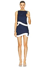 Staud Leandro Skirt in Navy & White, view 5, click to view large image.