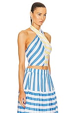 Staud Smocked Kai Top in Buttercup Seashore Stripe, view 2, click to view large image.