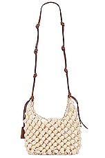 Staud Vacanza Shell Shoulder Bag in Natural & Tan, view 3, click to view large image.