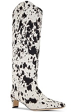 Staud Western Wally Boot in Black & White Haircalf, view 2, click to view large image.