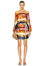 SILVIA TCHERASSI Manon Dress in Orange Orchid Abstract Stripes, view 1, click to view large image.