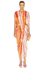 SILVIA TCHERASSI Cloister Dress in Orange & Pink Stripes, view 1, click to view large image.