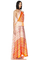 SILVIA TCHERASSI Agnese Dress in Orange & Pink Stripe, view 2, click to view large image.