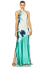 SILVIA TCHERASSI Sherry Dress in Aqua Abstract Wave, view 1, click to view large image.
