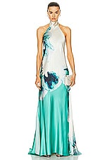 SILVIA TCHERASSI Sherry Dress in Aqua Abstract Wave, view 2, click to view large image.