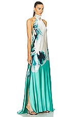 SILVIA TCHERASSI Sherry Dress in Aqua Abstract Wave, view 3, click to view large image.