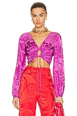 SILVIA TCHERASSI Odette Blouse in in Magenta Orchid Jacquard, view 1, click to view large image.