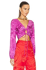 SILVIA TCHERASSI Odette Blouse in in Magenta Orchid Jacquard, view 2, click to view large image.