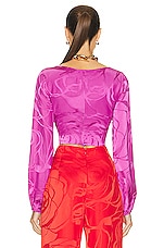 SILVIA TCHERASSI Odette Blouse in in Magenta Orchid Jacquard, view 3, click to view large image.