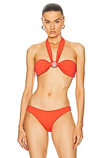 SILVIA TCHERASSI Valderice Bikini Top in Orange, view 1, click to view large image.