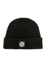 Stone Island Beanie in Black, view 1, click to view large image.