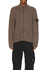 Stone Island Full Zip Cardigan in Dove Grey, view 4, click to view large image.