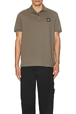 Stone Island Short Sleeve Polo in Walnut, view 4, click to view large image.