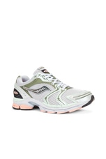 Saucony Progrid Triumph 4 Cs in Grey & Green, view 2, click to view large image.