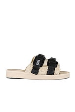 Suicoke Moto Fur in Black & Beige, view 1, click to view large image.