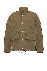 Snow Peak TAKIBI Down Jacket in Olive, view 1, click to view large image.
