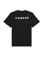 Snow Peak Snowpeaker T-Shirt Camper in Black, view 2, click to view large image.