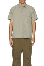 Snow Peak Takibi Light Ripstop Short Sleeve Shirt in Light Grey, view 4, click to view large image.