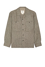 Snow Peak Recycled Wool Field Shirt in Brown, view 1, click to view large image.
