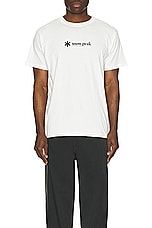 Snow Peak Soft Cotton Logo Short Sleeve T-Shirt in White, view 3, click to view large image.