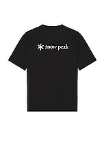 Snow Peak SP Back Printed Logo T shirt in Black, view 1, click to view large image.