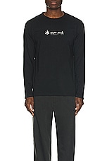 Snow Peak Soft Cotton Logo Long Sleeve T-Shirt in Black, view 3, click to view large image.