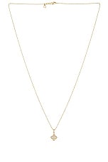 Sydney Evan Mini Bezel Moroccan Charm Necklace in Gold & Diamond, view 1, click to view large image.