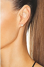 Sydney Evan Moroccan Flower Stud Earrings in Gold & Diamond, view 2, click to view large image.