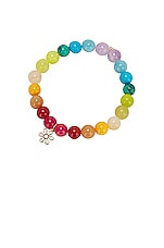 Sydney Evan Daisy Charm Beaded Bracelet in Rainbow Jade, view 1, click to view large image.
