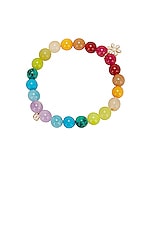 Sydney Evan Daisy Charm Beaded Bracelet in Rainbow Jade, view 3, click to view large image.