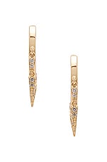 Sydney Evan Small Pave Fringe Huggie Hoop Earrings in Gold, view 4, click to view large image.