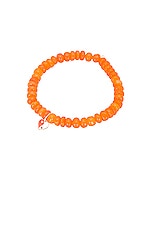 Sydney Evan Small Yin Yang Heart Charm On Opal Smooth Bracelet in Orange & Pink, view 1, click to view large image.