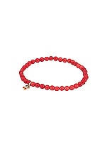Sydney Evan Mini Enamel Cherries Charm On Beaded Jade Bracelet in Red, view 1, click to view large image.