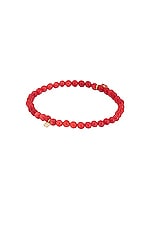Sydney Evan Mini Enamel Cherries Charm On Beaded Jade Bracelet in Red, view 2, click to view large image.