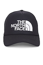 The North Face Tnf Logo Trucker Hat in Tnf Black & Tnf White, view 1, click to view large image.