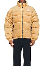 The North Face 92 Reversible Nuptse Jacket in Almond Butter & Tnf Black, view 7, click to view large image.