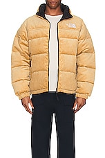 The North Face 92 Reversible Nuptse Jacket in Almond Butter & Tnf Black, view 8, click to view large image.