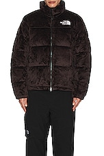 The North Face Versa Velour Nuptse In Coal Brown in Coal Brown, view 4, click to view large image.