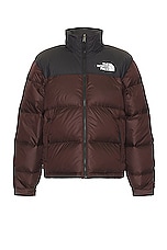 The North Face 1996 Retro Nuptse Jacket in Coal Brown & Tnf Black, view 1, click to view large image.