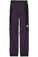 The North Face Soukuu Hike Convertible Shell Pant in Tnf Black & Purple Pennat, view 1, click to view large image.