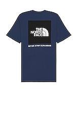 The North Face Box Nse Tee in Shady Blue & Tnf Black, view 1, click to view large image.