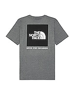 The North Face Box Nse Tee in Tnf Medium Grey Heather & Tnf Black, view 1, click to view large image.