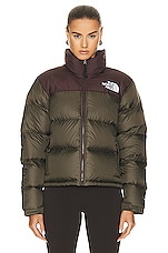 The North Face 1996 Retro Nuptse Jacket in New Taupe Green & Coal Brown, view 1, click to view large image.