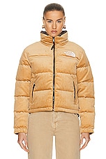 The North Face 92 Reversible Nuptse Jacket in Almond Butter & Coal Brown, view 1, click to view large image.