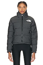 The North Face 92 Reversible Nuptse Jacket in Tnf Black Denim, view 1, click to view large image.