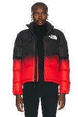 The North Face 96 Nuptse Jacket in Fiery Red Dip Dye Small Print, view 1, click to view large image.