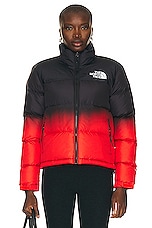 The North Face 96 Nuptse Jacket in Fiery Red Dip Dye Small Print, view 2, click to view large image.
