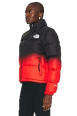 The North Face 96 Nuptse Jacket in Fiery Red Dip Dye Small Print, view 4, click to view large image.