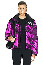 The North Face 1996 Retro Nuptse Jacket in Violet Crocus Garment Fold Print, view 1, click to view large image.