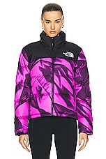 The North Face 1996 Retro Nuptse Jacket in Violet Crocus Garment Fold Print, view 2, click to view large image.